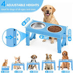 XIAZ Elevated Dog Bowls Large Breed Raised Dogs Bowl Stand Large/Medium Sized Dog Stainless Steel Food Water Bowl Stands 5 Heights Adjustable 9/11/12/15in Pet Feeder Dish Station