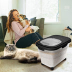 Dog Food Container, Collapsible Pet Food Storage Container 17-20 lb with Rolling Wheels & Airtight Lid, Plastic Storage Bin With Dog Food Scoop and Measuaring Cups