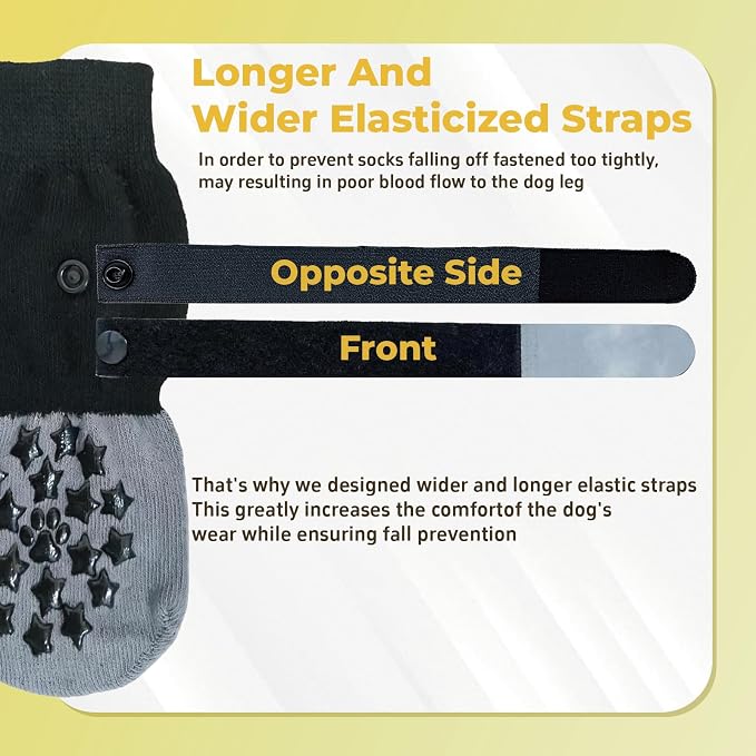 Reflective Dog Socks Grippy Socks Prevent Licking Paws，Anti Slip Paw Protection, for Hardwood Floors & Hot & Cold Pavement, Small Medium Large & Senior Dogs (Classic Grey, Giant)