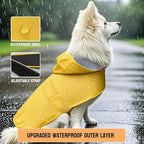 Dog Raincoat Dog Rain Jacket Hooded Poncho Waterproof Pet Rain Suit Double-Layered Breathable Lining Leash Hole Adjustable Puppy Small Medium Dogs,Yellow,XXL,Back Length 15-17.5 inches