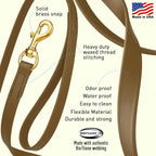 Viper Biothane K9 Working Dog Leash Waterproof Lead for Tracking Training Schutzhund Odor-Proof Long Line with Solid Brass Snap for Puppy Medium and Large Dogs, 33ft Coyote Brown