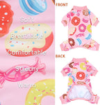 XPUDAC 4 Pack Dog Pajamas Soft Strechy Duck Pink Print Dog Clothes for Small Medium Dogs Girl Boy Cat Apparel, L