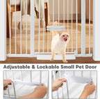 SHYUJAJIE 37 Inch Tall Baby Gate with Small Cat Door | Adjustable 29.55"-46.06 "Wide,Auto Close Dog Gate Easy Walk Thru Pet Gate for Stairs, Doorway, House, Pressure Mounted