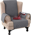 Turquoize 100% Waterproof Wing Chair Cover Wing Armchair Slipcovers Chair Couch Protector Triple Non-Slip Sofa Slipcover for Wing Chair Furniture Protector for Pets, Kids,Dog (Wing Chair, Gray)