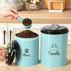 Honeydak 2 Pack Cat Treat Container Metal Pet Food Jar with Lid Cookie Container Gifts for Cat Lovers for Farmhouse Housewarming Gift Kitchen Counter Treat Jar Food Storage for Pet