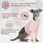Lelepet Dog Recovery Suit for Front Legs, Dog Sleeve to Stop Licking M | Elbow Protector for Leg Injuries Shoulder Wounds After Surgery Male Female,Zippered Long-Sleeved Shirt Cone Alternative S-3XL