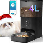 2.4G Automatic Cat Feeder, 4L WiFi Food Dispenser with 10s Voice Recorder, Pet Feeder up to 10 Meals per Day, Timed Cat Feeder with Dry Food Sealed Ring