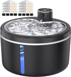 Cat Water Fountain Cordless, 108oz/3L Pet Fountains for Cats Indoor with Stainless Steel Tray, Battery Operated Cat Drinking Fountain with Motion Sens