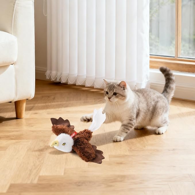LIFLIX Flappy Bird Cat Toy, Interactive Flapping & Chirping Cat Toys for Indoor Cats, Rechargeable Cat Toys with Catnip, Touch Activated, Floppy Eagle NO Flying