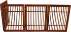 Urnporium Freestanding Wooden Dog Gate Foldable Indoor Pet Gate No Drill Expandable Barrier for Doorways Stairs Hallways Portable Wood Fence for Small Dogs & Puppies (Brown Pet Gate, 4 Panel 24" Tall)