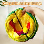 4-Way Large Cat Tunnel, H Shape Cat Tube Toy with Interactive Playing Balls, Peek Hole for Indoor Cats, Kitten, Kitty, Puppy, Rabbit (Multicolor)