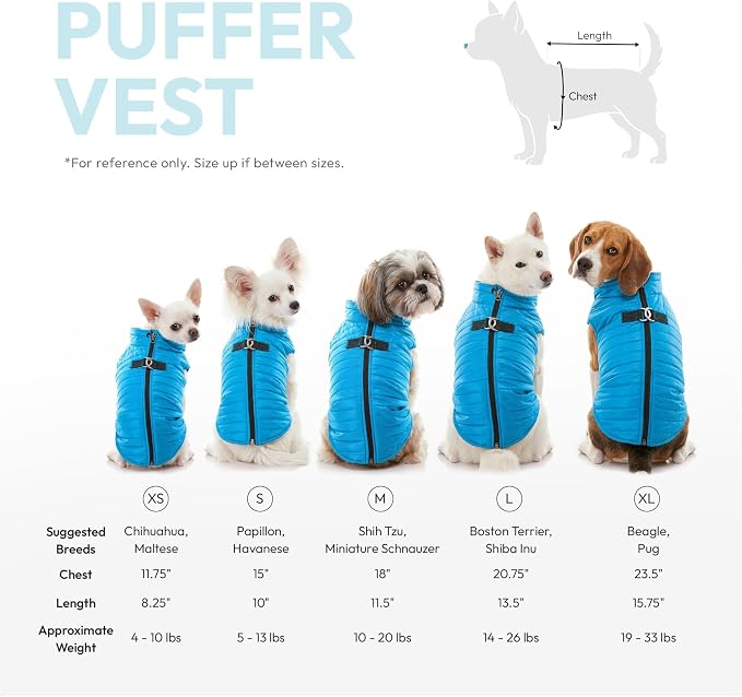 Gooby Puffer Vest - Red, Medium - Ultra Thin Zip Up Windbreaker with Dual D Ring Leash - Water Resistant Dog Sweater Coat for Small Dogs