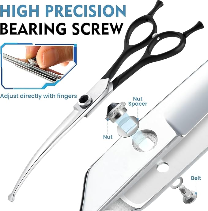 Round Dog Grooming Scissors - Downward Curved Dog Shears for Trimming Face and Paws, Safety Round Tip Shears for Pet Cats, Professional Pet Grooming Scissors Black 6.5"
