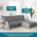 Turquoize 100% Waterproof Sofa Covers Chaise Lounge L Shape Sofa Protector Slip Cover Triple Non-Slip Sofa Slipcover for Sectional Couch Cover for Pets, Kids (Chaise, Gray)