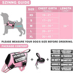 Service Dog Vest Harness and Leash Set+10 Patches,Easy Walk Pink S | No Pull&Adjustable Reflective Dog Harness Small Sized,Dog Leash with 2 Soft Padded Handles,for Training Hiking Walking