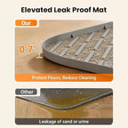 Silicone Cat Litter Mat 35" x 27" | Waterproof, Non-Slip Litter Trapping, Soft on Paws, Raised 0.7" Edge, Easy Clean with Drainage