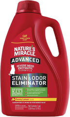 Nature’s Miracle Advanced Cat Stain & Odor Eliminator, Severe Mess, 1 gal | Enzymatic Cleaner Eliminates the Toughest Cat Messes, For Use on Multiple Surfaces, Safe For Pets and Home*, Sunny Lemon