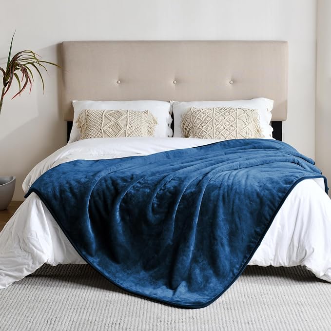 Soft Waterproof Blanket for Bed Couch Sofa, Navy Blue, 50x60 inches | Liquid Pee Proof Pet Blanket for Dog Puppy Cat, Reversible Sherpa Fleece Blanket for Couch Cover, Furniture Protector