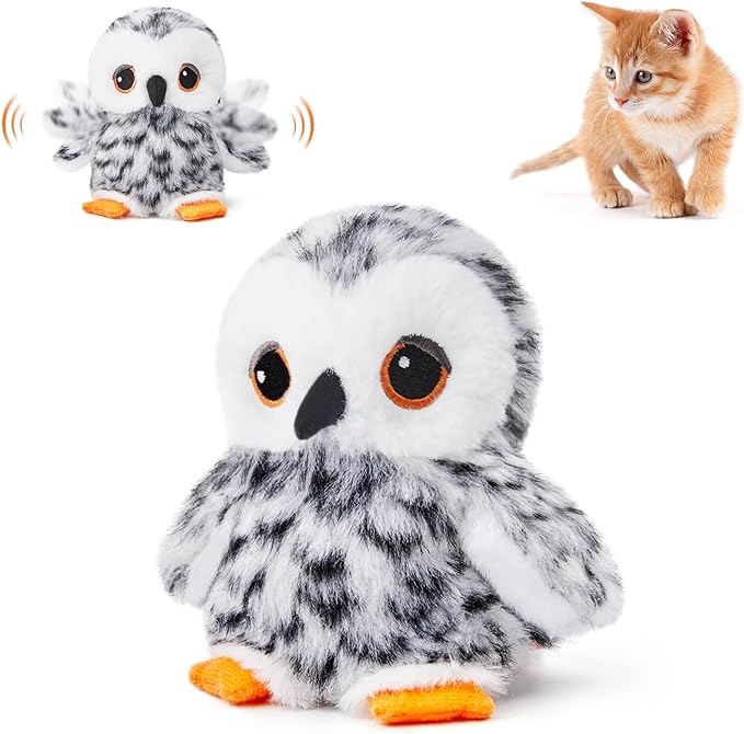 Potaroma Flapping Owl Cat Toys (No Flying), Lifelike Bird Chirp, Rechargeable Touch Activated Kitten Toy, Interactive Catnip Kicker Exercise Toys 4.0" for All Breeds | Rechargeable Touch Activated Kitten Toy, Interactive Catnip Kicker Exercise Toys 4.0...
