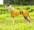 Greyhound Whippet Raincoat Waterproof with Reflective Stripe high Neck fit for Italian Greyhounds Whippets Long Back Breeds - Yellow - XL