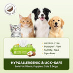 Hypoallergenic Pet Wipes for Dogs, Cats & Small Animals, 400 Coun | Quick Clean & Deodorize Paws, Butt, Eyes, Face & Fur | Daily Grooming Wipes | Extra Large & Thick | Coconut Scented