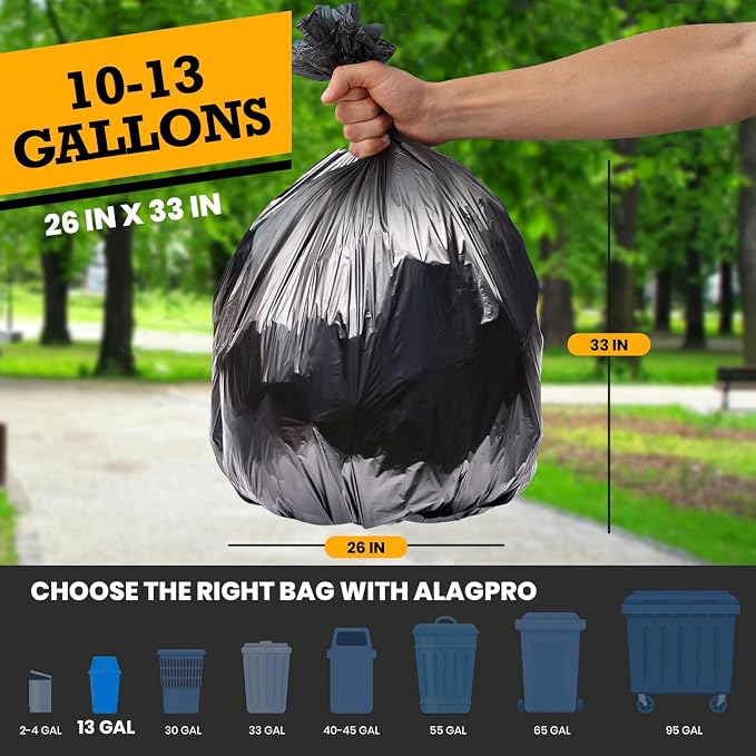ALAGPRO® 100 Premium Dog Waste Station Can Liners - 2 Rolls of 50 Bags - Standard Size 26" W x 33" L (10-13 gallons) - Heavy Duty Pet Poop Trash Can Bags, 40% Thicker than Competitors Bags (1.1 mil)