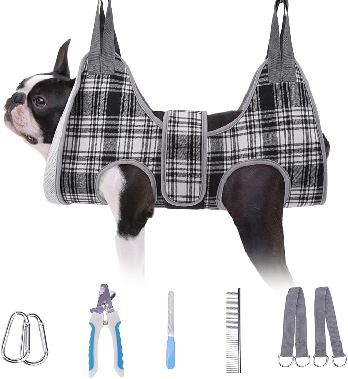 BEAUTYZOO Dog Grooming Hammock for Small Dogs/Cats, Nail Trim Restraint, S | Dog Hanging Harness for Nail Trim, Adjustable Hook & Loop, Soft Neck Support/Dual Safety Straps for Stress-Free Grooming
