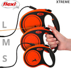 FLEXI® Xtreme Tape Retractable Dog Leash, Large, 26 ft - Orange/Black | German engineered, original flexi leash, durable quality for dogs up to 121 lbs, tangle-free, walking, reliable brake system
