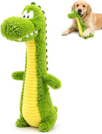 Squeaky Dog Plush Chew Toy, Interactive Tug Squeaky Toy for Chewers, Medium & Large Dogs & Fetch Play, 18.5 In Stuffed Long-Neck Crocodile Toy with Soft Plush Body for Gentle Gum Care & Boredom Relief