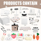 Abbylike 50 Pcs Puppy Supplies Starter Kit for Small Dogs Puppy Essentials Includes Leash, Bowls, Teeth Brushes, Water Bottle, and More Accessories for Dogs Christmas Welcome Gift (White)