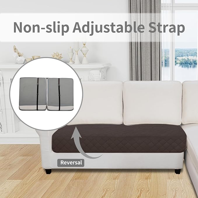Easy-Going Sectional Couch Covers for Dogs L Shape Sofa Cover Reversible Sofa Slipcover Chaise Lounge Cover Furniture Protector Cover for Pets Dog Cat (30 x 50 inches, Chocolate/Beige) | Chocolate/Beige, Soft Sofa Slipcover For Dogs, Fits Left/Right Ch...