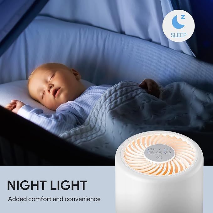 Air Purifiers for Bedroom, FULMINARE H13 True HEPA Filter | Remove Pet Hair, Smoke, Odors，Quiet Air Cleaner With Night Light, Portable Small Air Purifier for Home, Office, Living Room