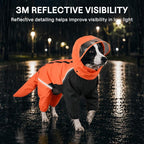 Full-Body Dog Raincoat with Detachable Hood, Waterproof Reflective Dog Rain Jacket with Tail Cover, Adjustable Fit and Leash Portal for Rainy Walks, Orange, X-Large