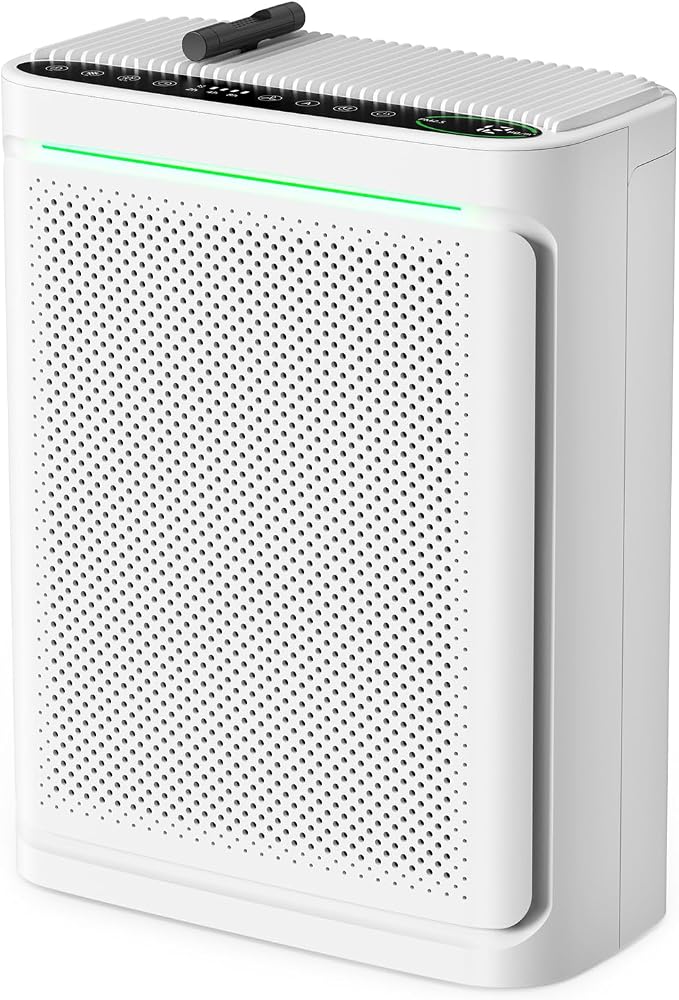 VOOPNU Air Purifiers For Home With Air Quality Display, DH-JHD08(White) | Air Quality Display, With Washable Filter, 0.3 Microns Filtration Efficiency, 2152 Sq Ft Coverage, Essential Fragrant Air