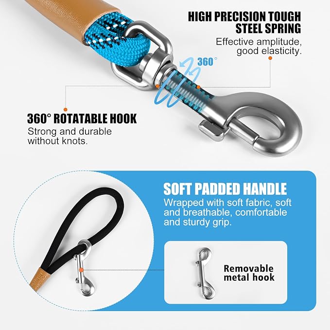 lynxking Long Dog Leash Reflective 15FT 30FT 50FT Check Cord Training Lead Padded Handle Heavy Duty Puppy Rope for Small Medium Large Dogs