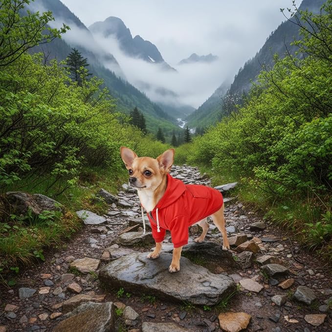Dog Raincoat rain Jacket Raincoat Dogs Waterproof Small Medium Breeds Zip Closure Storage Pocket Harness Hole Red S
