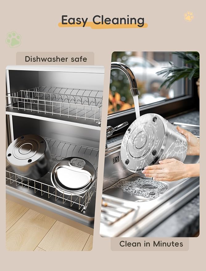 Stainless Steel Cat Water Fountain, Cordless Fountain for Cat & Dogs Indoor | 135fl.oz/4L Capacity, 4000mAh Battery, ultra-quiet