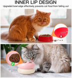 Cat Bowls, Ceramic Cat Bowls Food and Water Bowl Set, Whisker Friendly Cute Kitten Food Bowls for Protecting Pet's Spine, Perfect for Dry & Wet Food, Pink & Beige