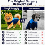 Surgi Snuggly Dog Surgery Recovery Suit – Dog Onesie for Post Surgery Recovery, Female Spay & Male Neuter – Surgical Suit for Dogs, E-Collar Cone Alternative, Double Blue - Medium Long, 16" - 19" (EC)