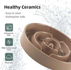 Havniva Elevated Slow Feeder Dog Bowls, Ceramic Dog Bowl Slow Feeder Set | 3.2 Cups Raised Slow Feeding Bowl for Large Breed, 8.2” Dog Water Bowl with Wooden Stand, Puzzle Dog Slow Feeder, Non-slip