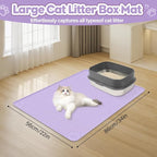 Silicone Cat Litter Mat for Litter Box 34”x22” Large Cat Mat, Purple | Waterproof, Non-Slip, Leak-Proof Rug Mat with Lip, Easy to Clean, Extra Large Litter Catcher Mat for Floor