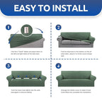 Loveseat Couch Cover, 2 Cushion Couch Slipcover,Greyish Green | 1-Piece Stretch Sofa Cover Pet Friendly (55"-78") Furniture Protector Soft Jacquard, Elastic Bottom for Dogs & Kids