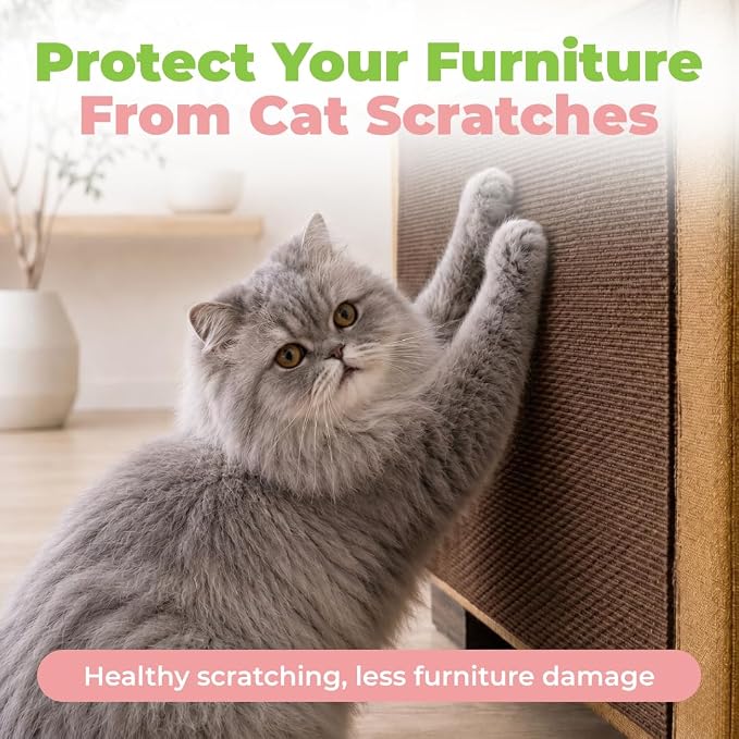 Catify Peel & Stick Cat Scratching Mat - Brown, L:78" | 78" x 15", Self-Adhesive Scratch Carpet, Furniture Protector for Couch, Sofa, Wall & Door, Indoor Kittens & Cats