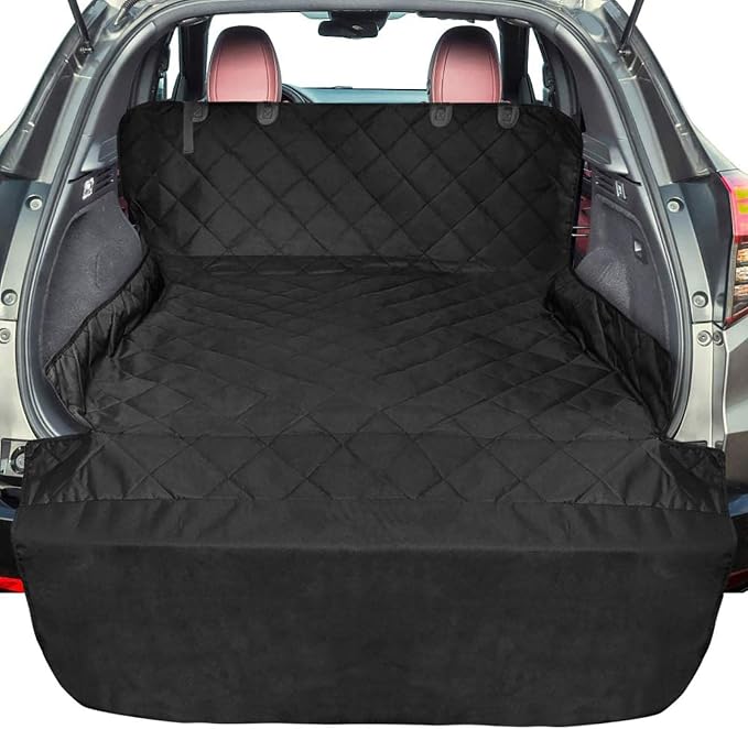 F-color SUV Cargo Liner for Dogs - Heavy Duty Cargo Cover for Mid-Size SUVs | Water Resistant, Bumper Flap, Non-Slip Mat, Car Trunk Dog Car Seat Cover Prevents Scratches Pet Hair Mud Dirt for Sedans Vans