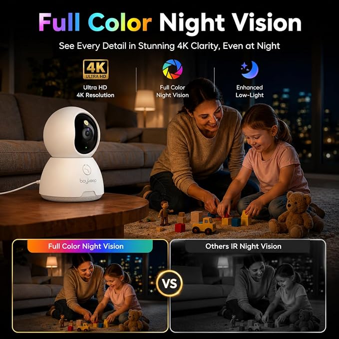 4K Indoor Cameras for Home Security, Pet Camera with Phone App, Indoor Security Camera with AI Human & Pet Detection, 360° Pan Tilt, Auto Tracking, Color Night Vision, Two-Way Audio, Works with Alexa