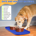 SMILOOL Silicone Pet Food Mat with Raised Edge for Food and Water Bowl, Dog Feeding Mats, Cat Food Trays for Floor Waterproof, Rubber Tray for Dogs and Cats, 22 x 14 x 0.8 Navy Blue