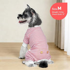 KYEESE Dog Pajamas Striped Pet Jumpsuit Soft Doggie Jammies Lightweight Onesie 4 Legs PJS Stretchable Dog Pajamas Breathable Costumes Comfortable Sleepwear for Small Dogs,Green Striped, X-Large