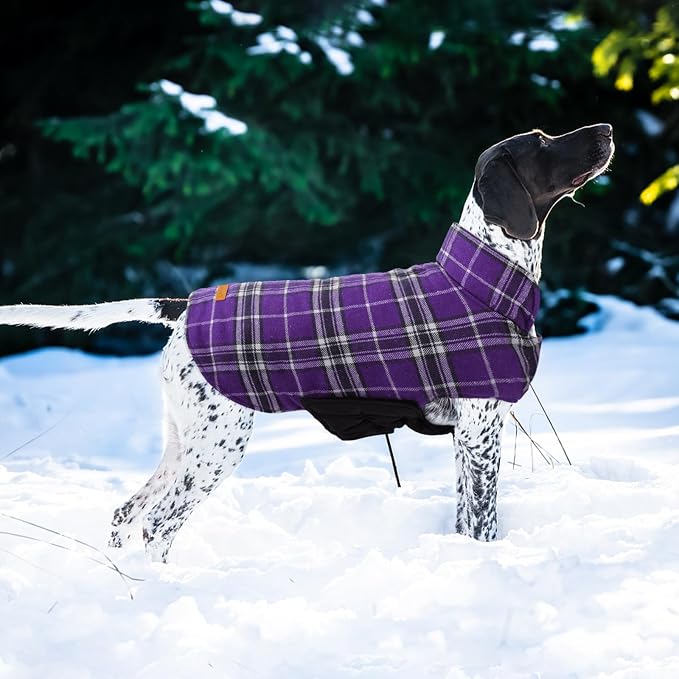 Kuoser Warm Dog Coat, Waterproof Dog Jacket for Extra Large Dogs,Purple 2XL | Adjustable Durable XXL Doggie Winter Coat Reversible Puppy Cold Weather Apparel from Small to Large Breed