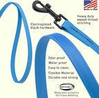 Dogline Biothane Waterproof Dog Leash Strong Coated Nylon Webbing with Black Hardware Odor-Proof Easy to Clean High Performance for Small or Large Dogs Made in USA 2 ft Lead, Cerulean Blue