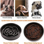 8.26 in Black Dog Bowl Slow Feeder Ceramic for Medium and Large Breed,Elevated/Raised Slow Feeding Dog Food Water Dish Heavy Weighted,Puppy Dish for Fast Eaters,Puzzle Eating Bowl Modern Maze